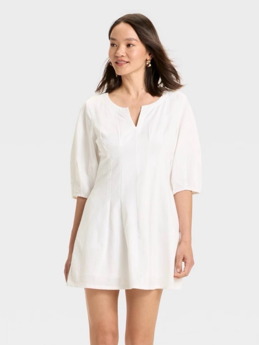A New Day White Puff Sleeve Corset Mini A-Line Dress Women’s Size 12